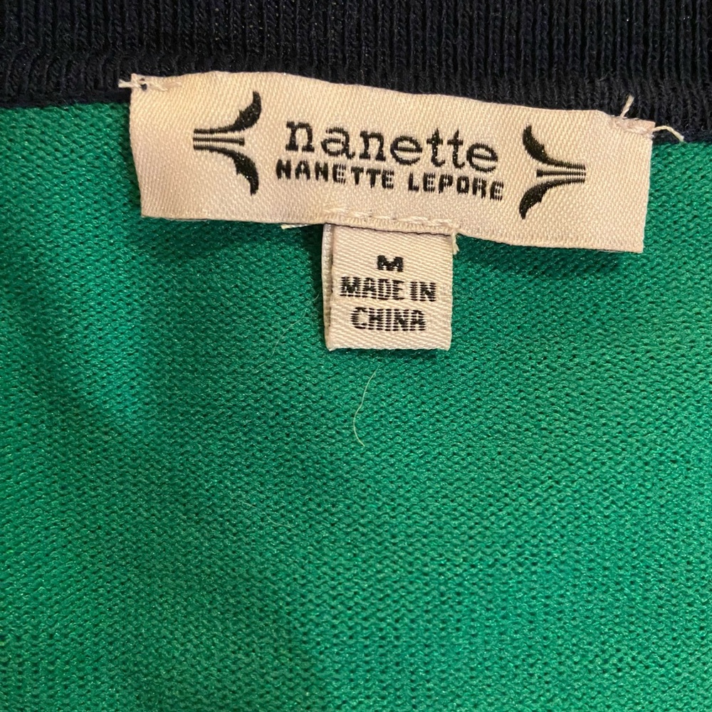 Nanette Lepore Green Button Down Short Sleeve Top - Picture 4 of 4